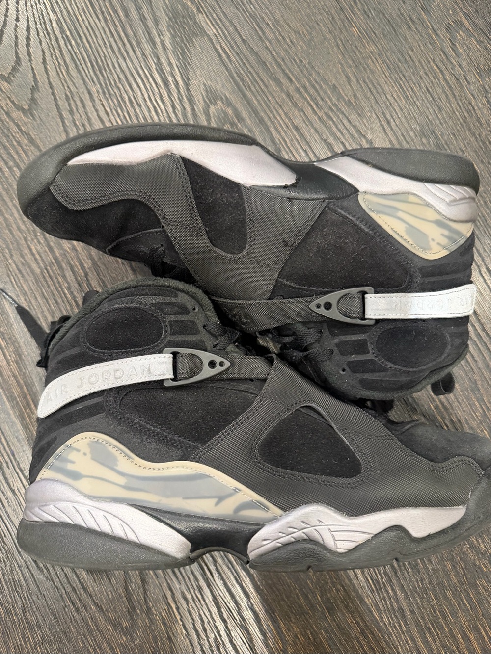 Nike Air Jordan 8 Retro Black Gunsmoke Metallic Silver size 10.5